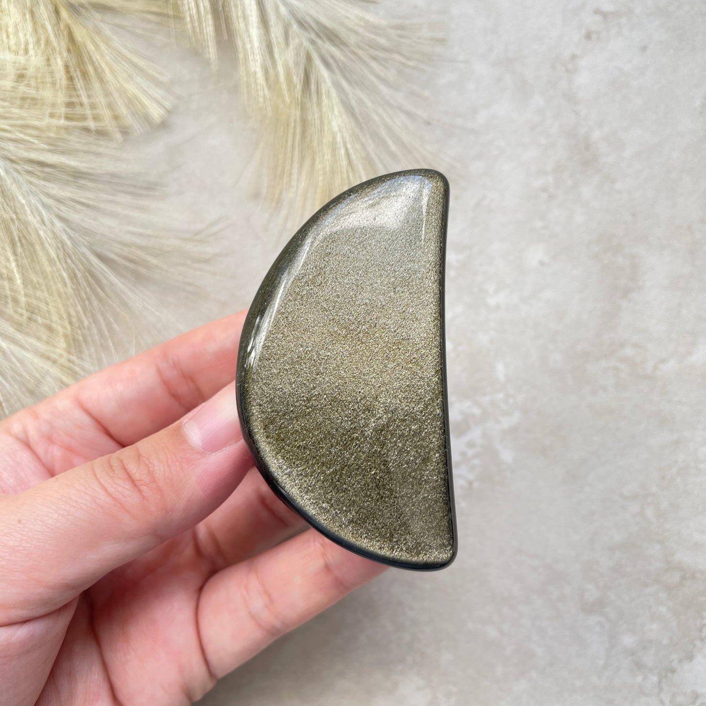 Gold Sheen Obsidian Moon Carving