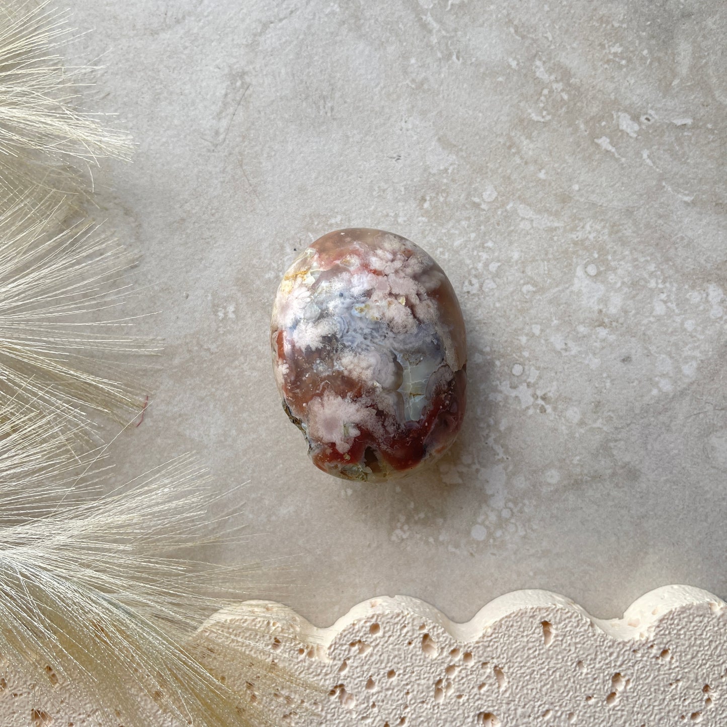Flower Agate Palm Stone