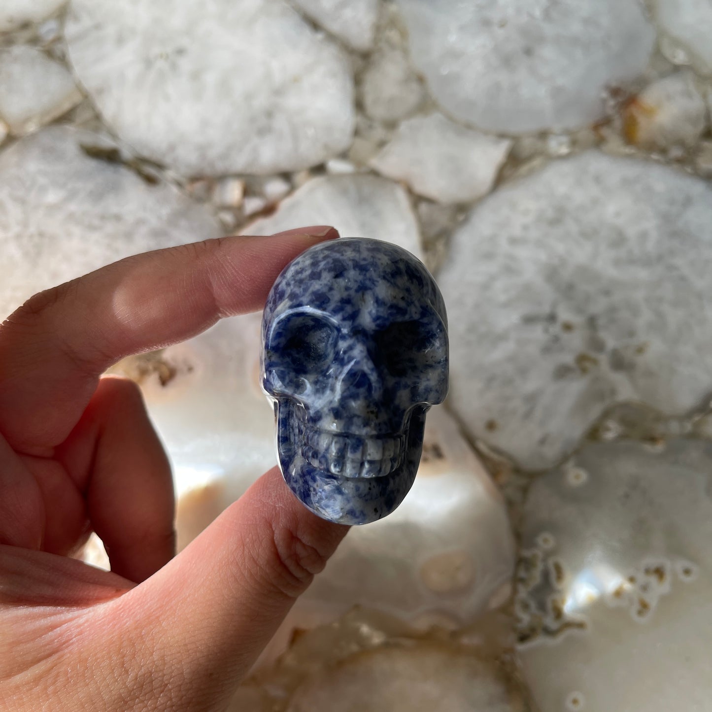 Sodalite Skull Carving
