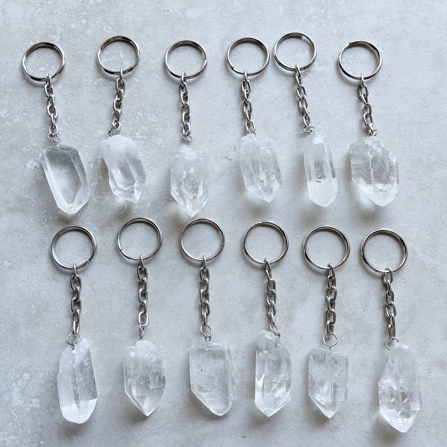 Clear Quartz Key Chain Rough Point
