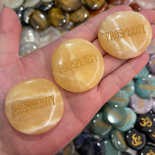 Orange Calcite Flat Stone | Prosperity
