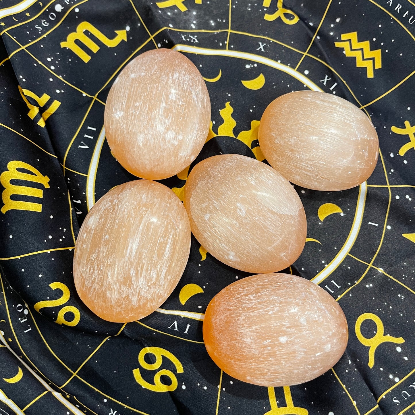 Peach Selenite Palm Stone