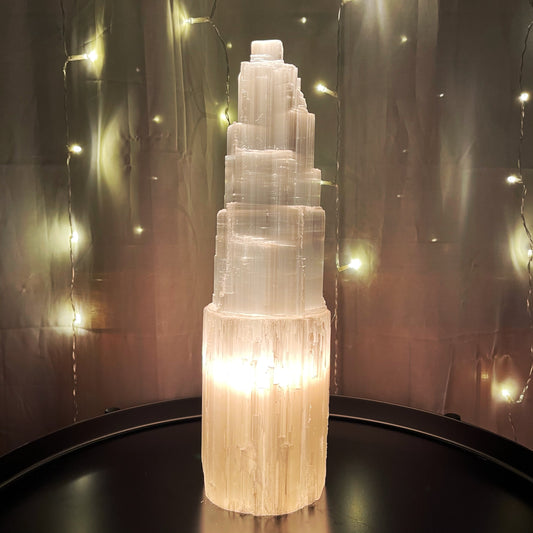 Selenite Castle Lamp Extra Large 40-45cm