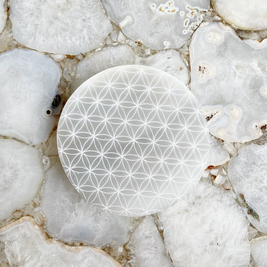 Selenite Plate | Flower of Life Large