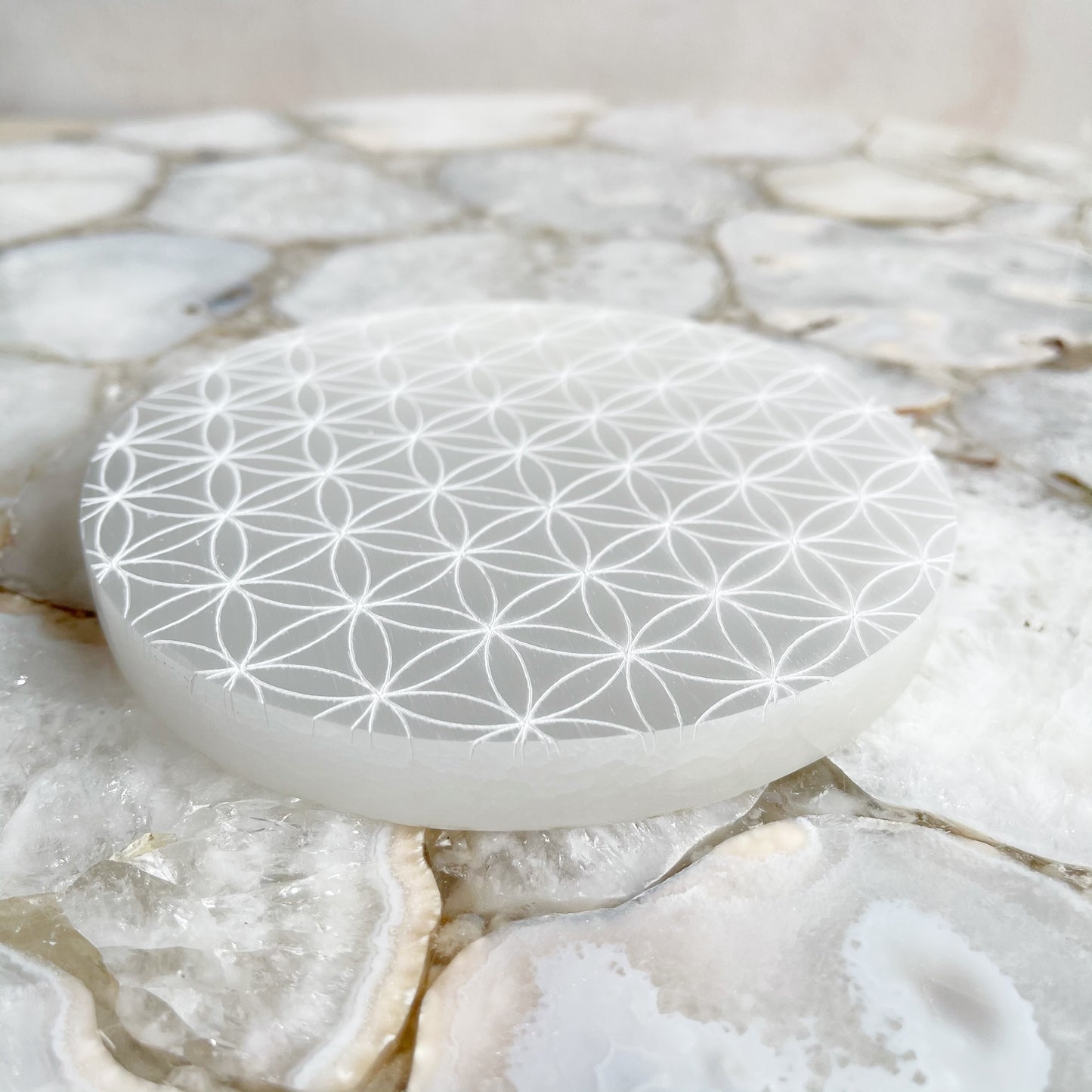 Selenite Plate | Flower of Life Large