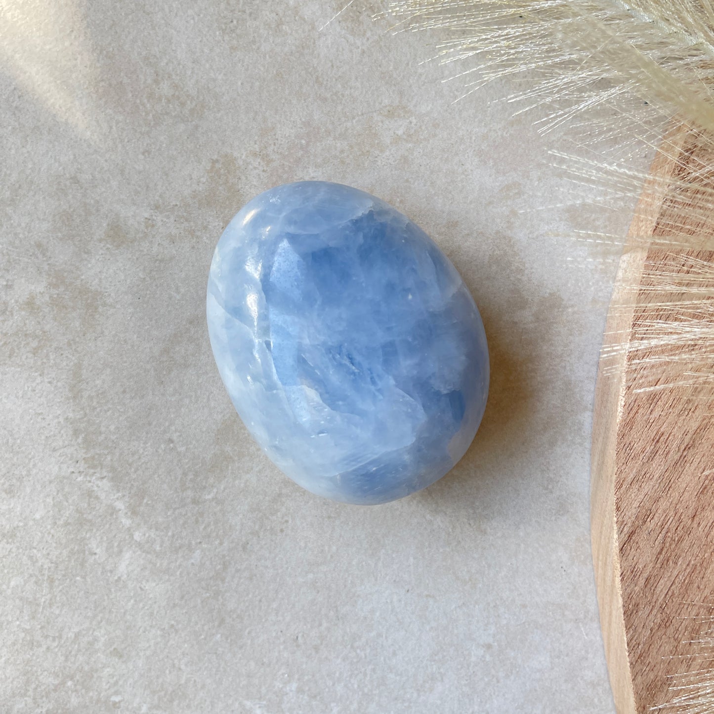 Blue Calcite Palm Stone