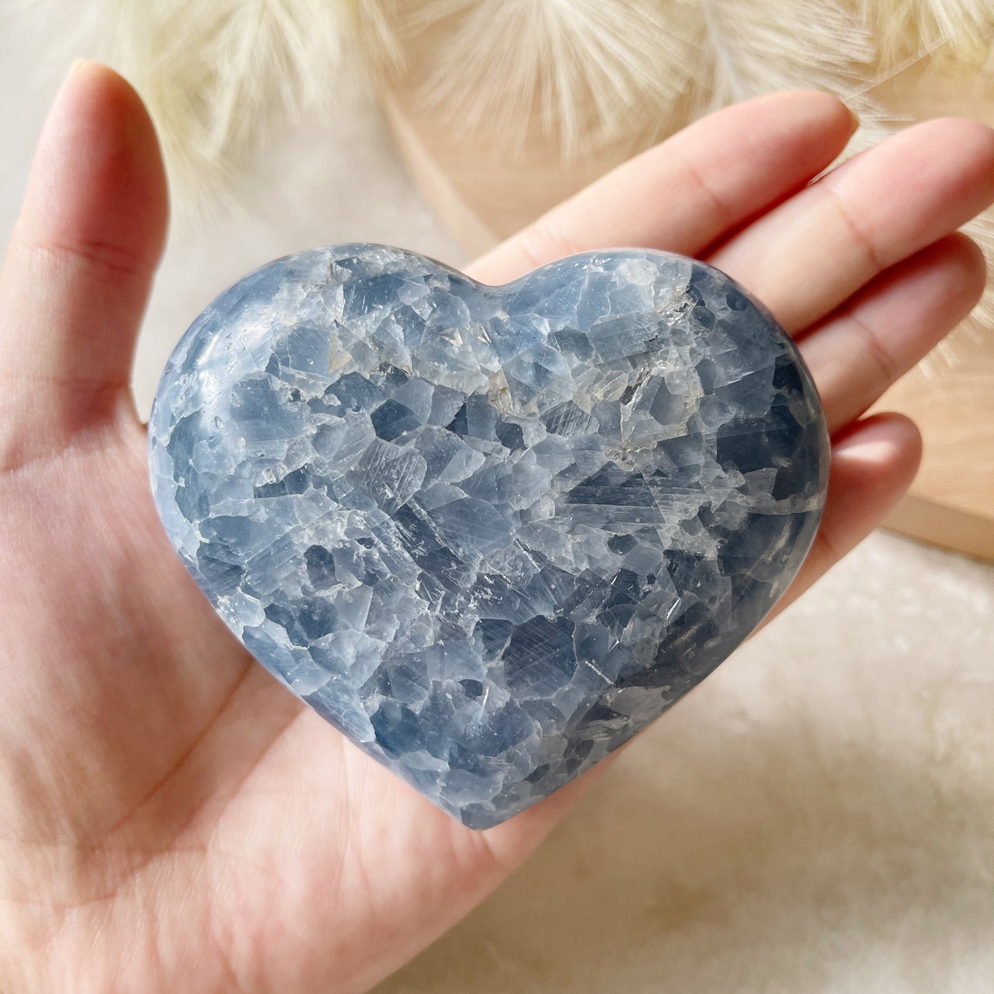 Blue Calcite Heart Large