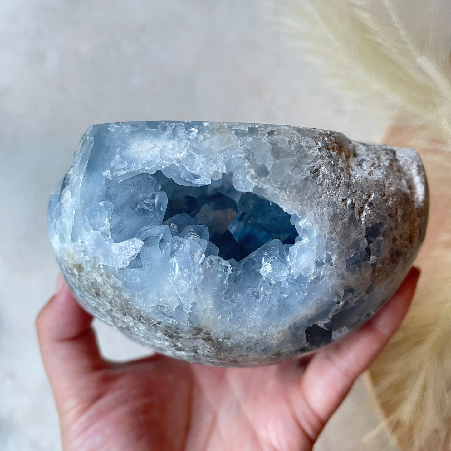 Celestite Geode Semi Sphere