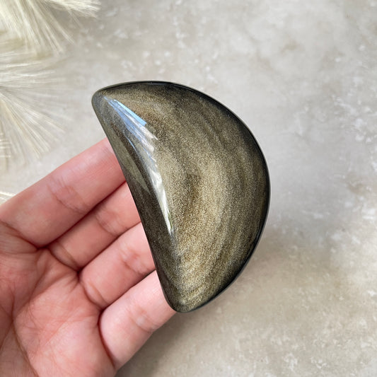 Gold Sheen Obsidian Moon Carving