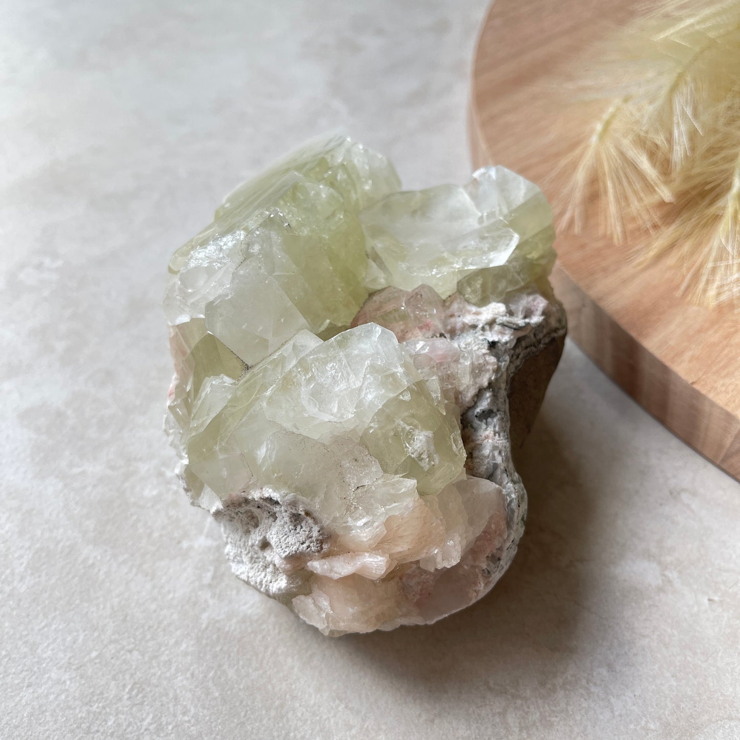 Apophyllite Green Cluster with Peach Stilbite