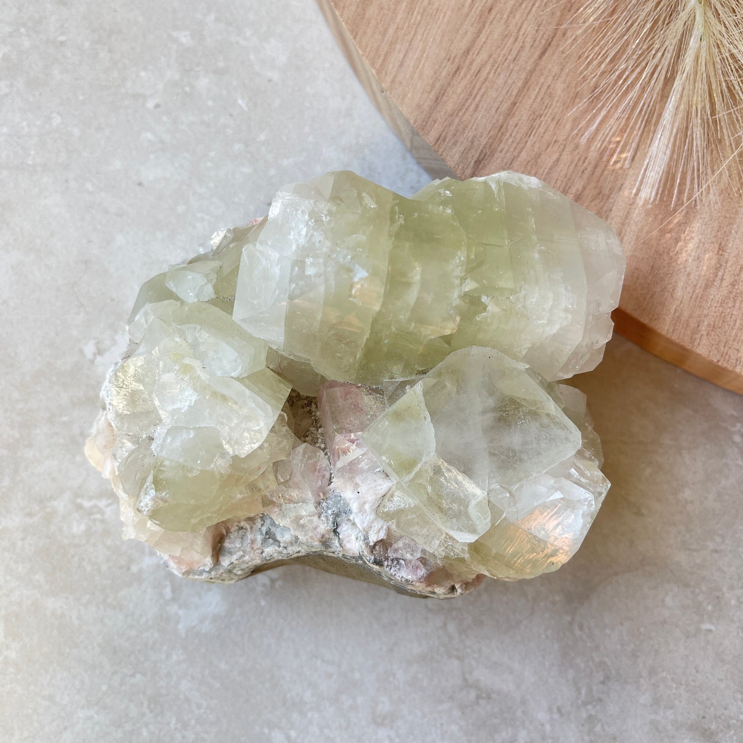 Apophyllite Green Cluster with Peach Stilbite