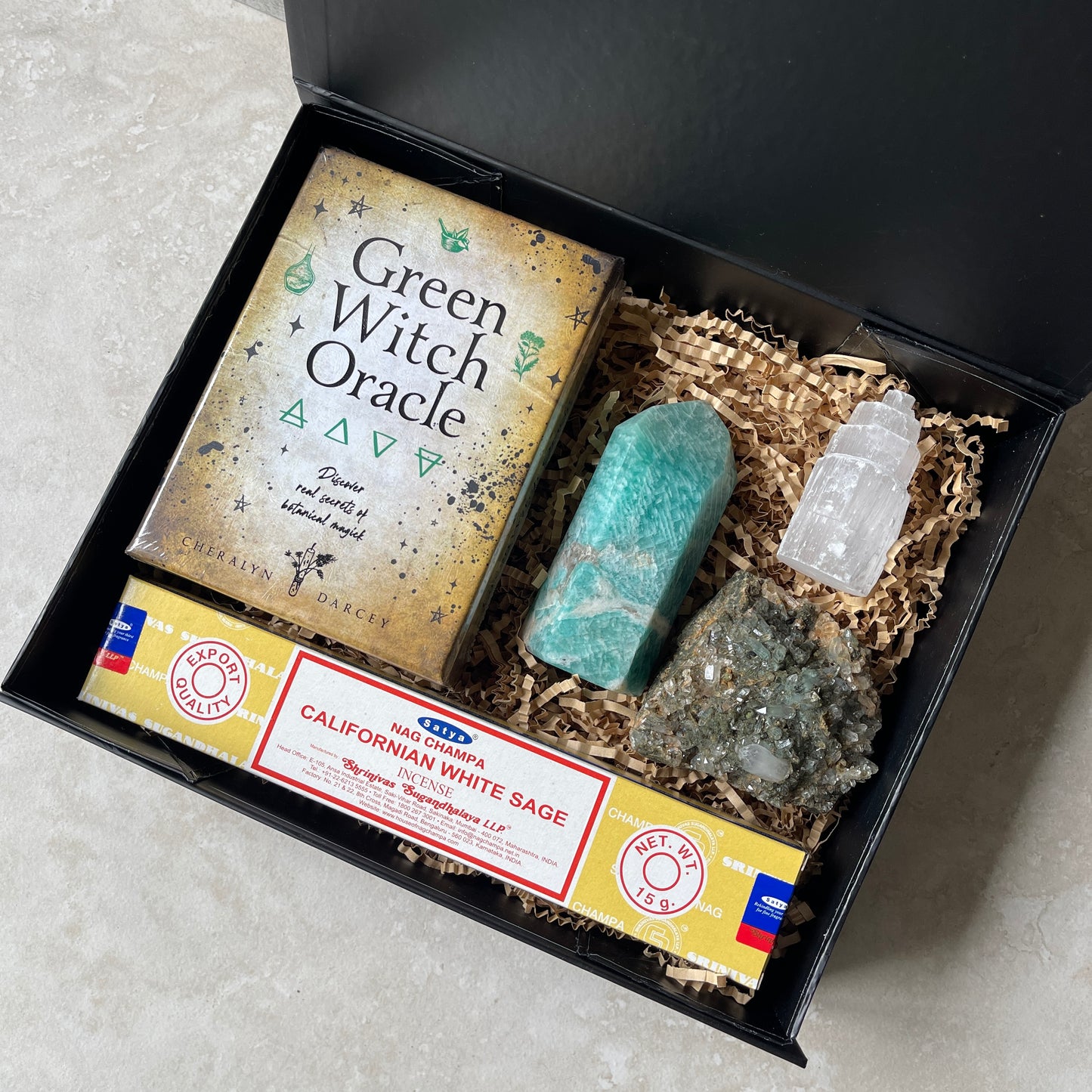 Crystal and Green Witch Oracle Card Set Gift Box Bundle