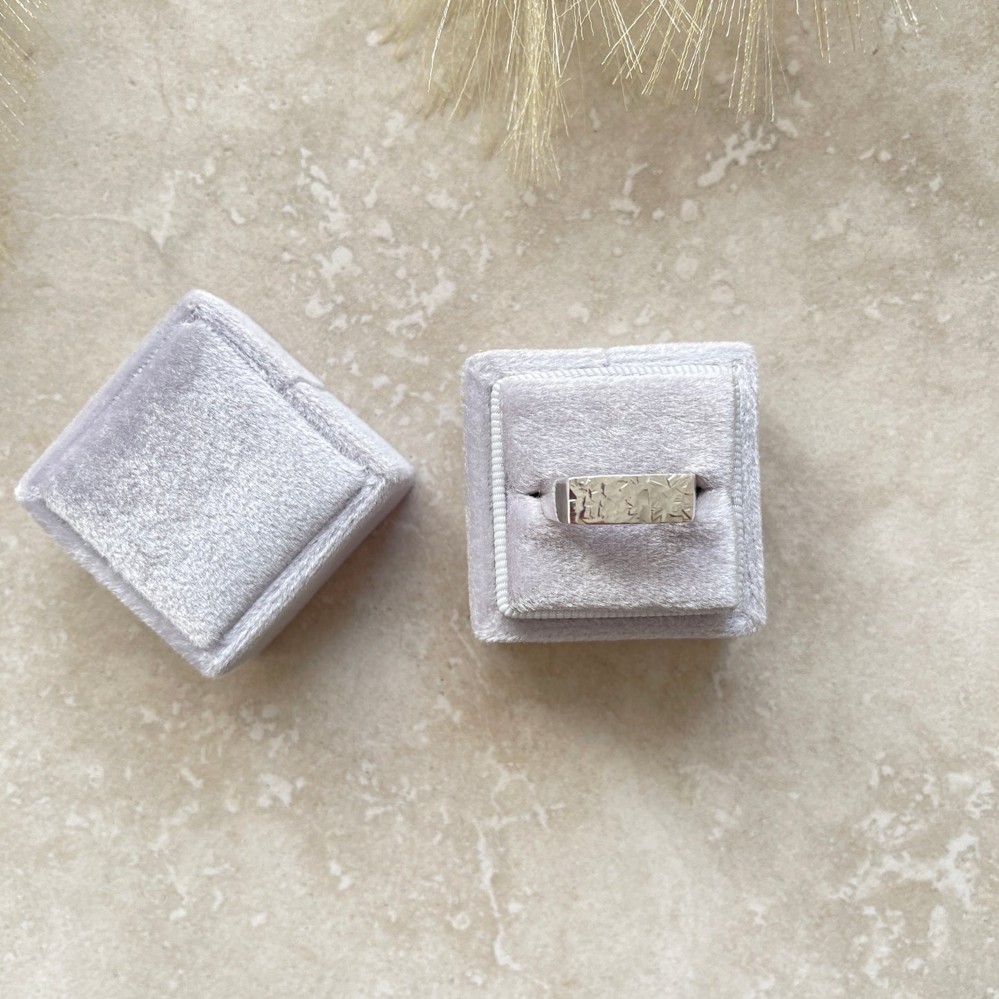 Rectangle Ring with Hammered Texture