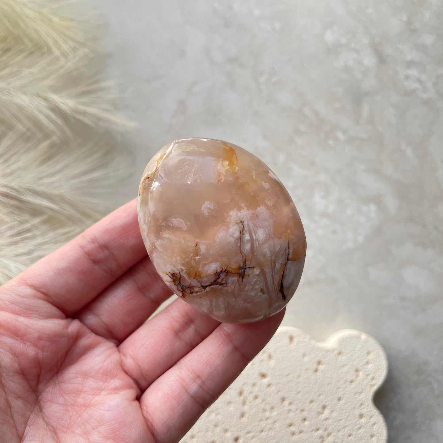 Flower Agate Palm Stone