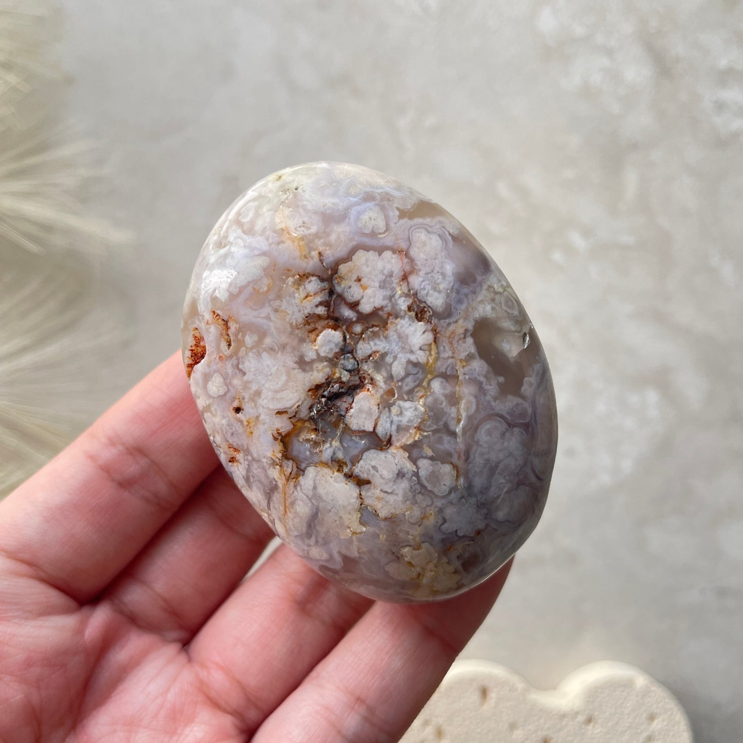 Flower Agate Palm Stone