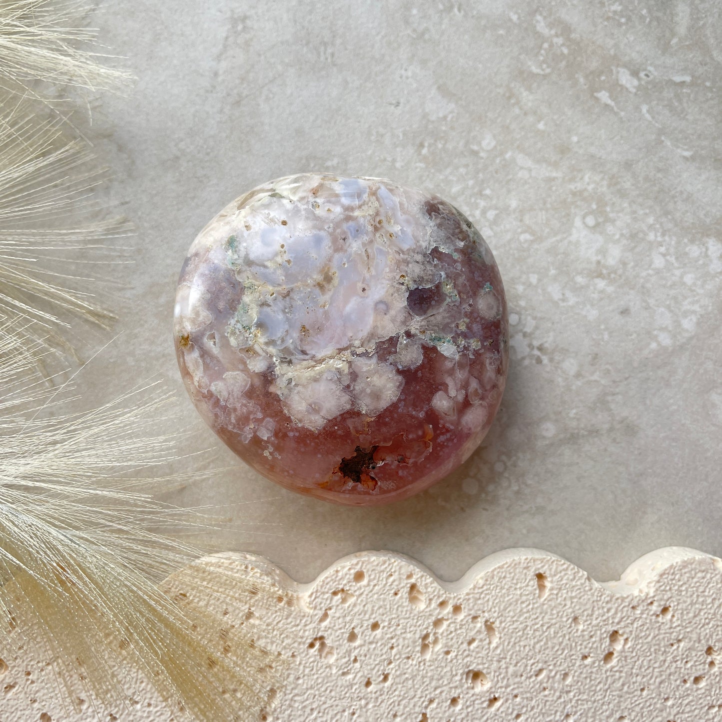 Flower Agate Palm Stone