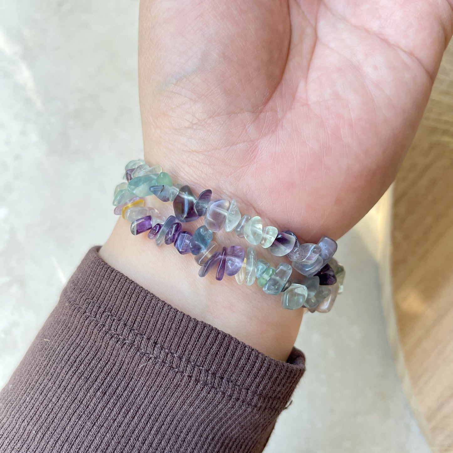 Rainbow Fluorite Chip Bracelet