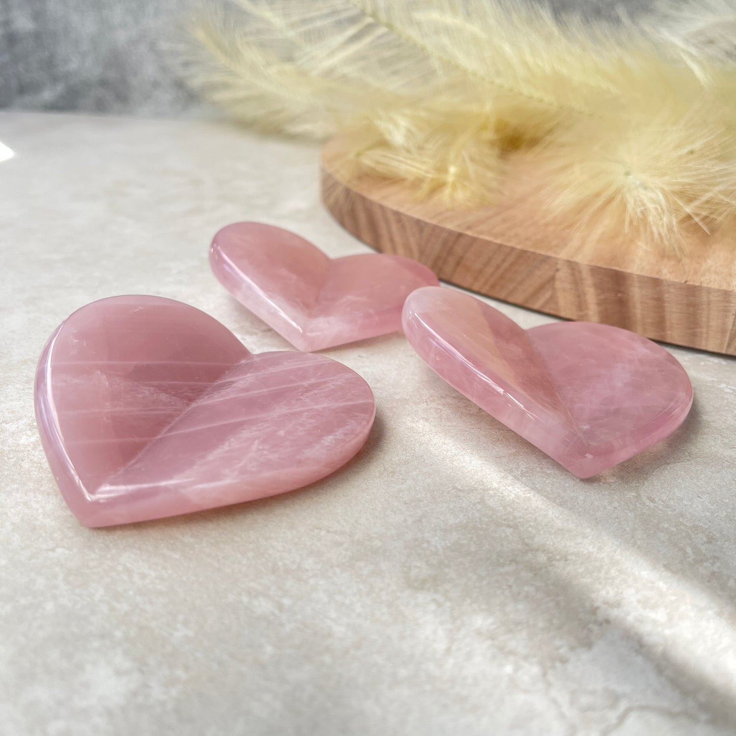 Rose Quartz Folded Heart