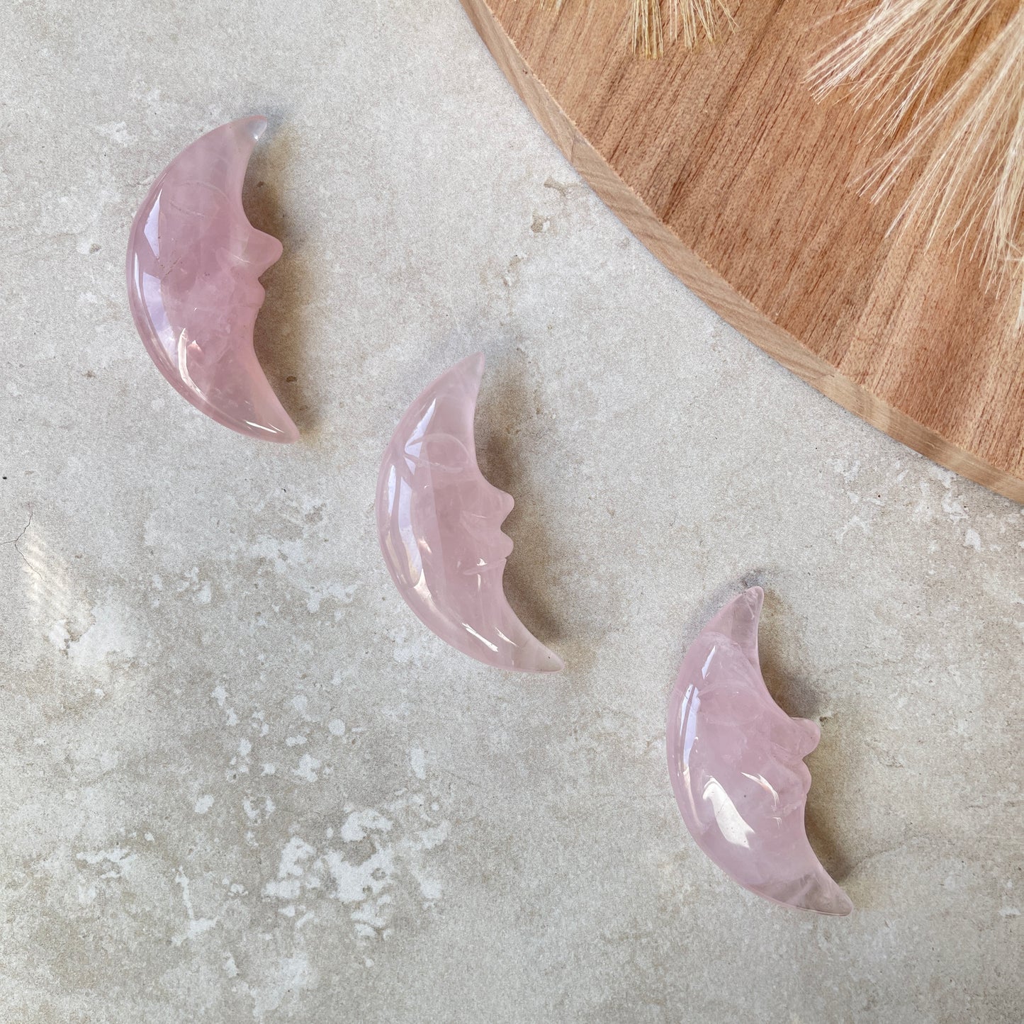 Rose Quartz Moon Crescent Face