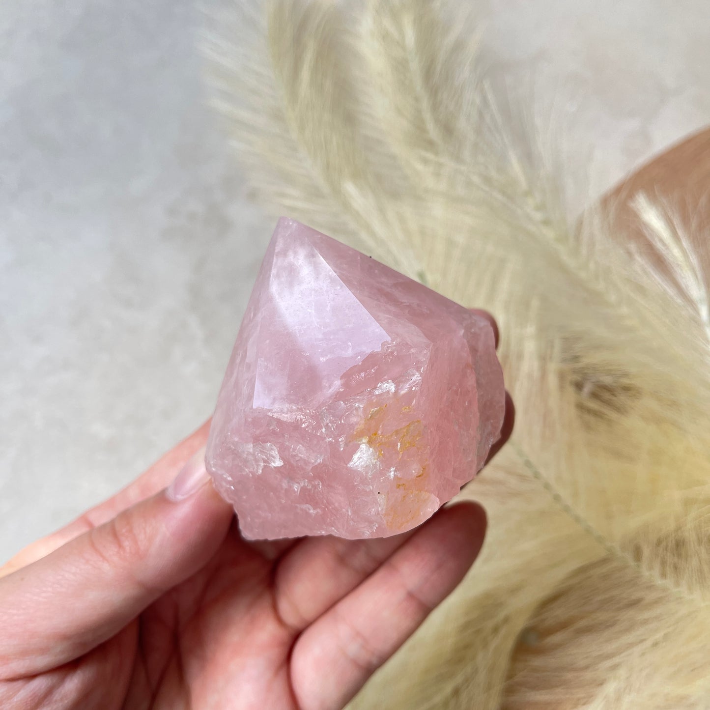 Rose Quartz Point Half Polished Half Rough