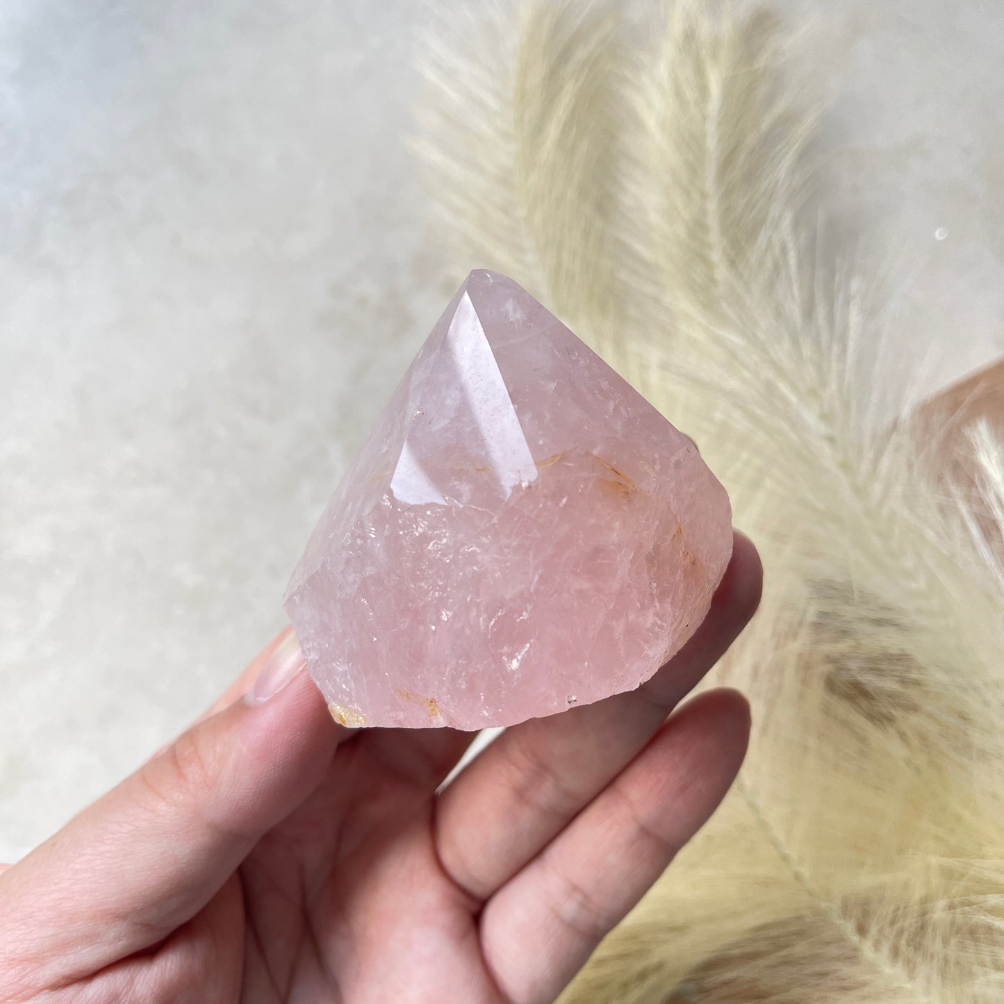 Rose Quartz Point Half Polished Half Rough