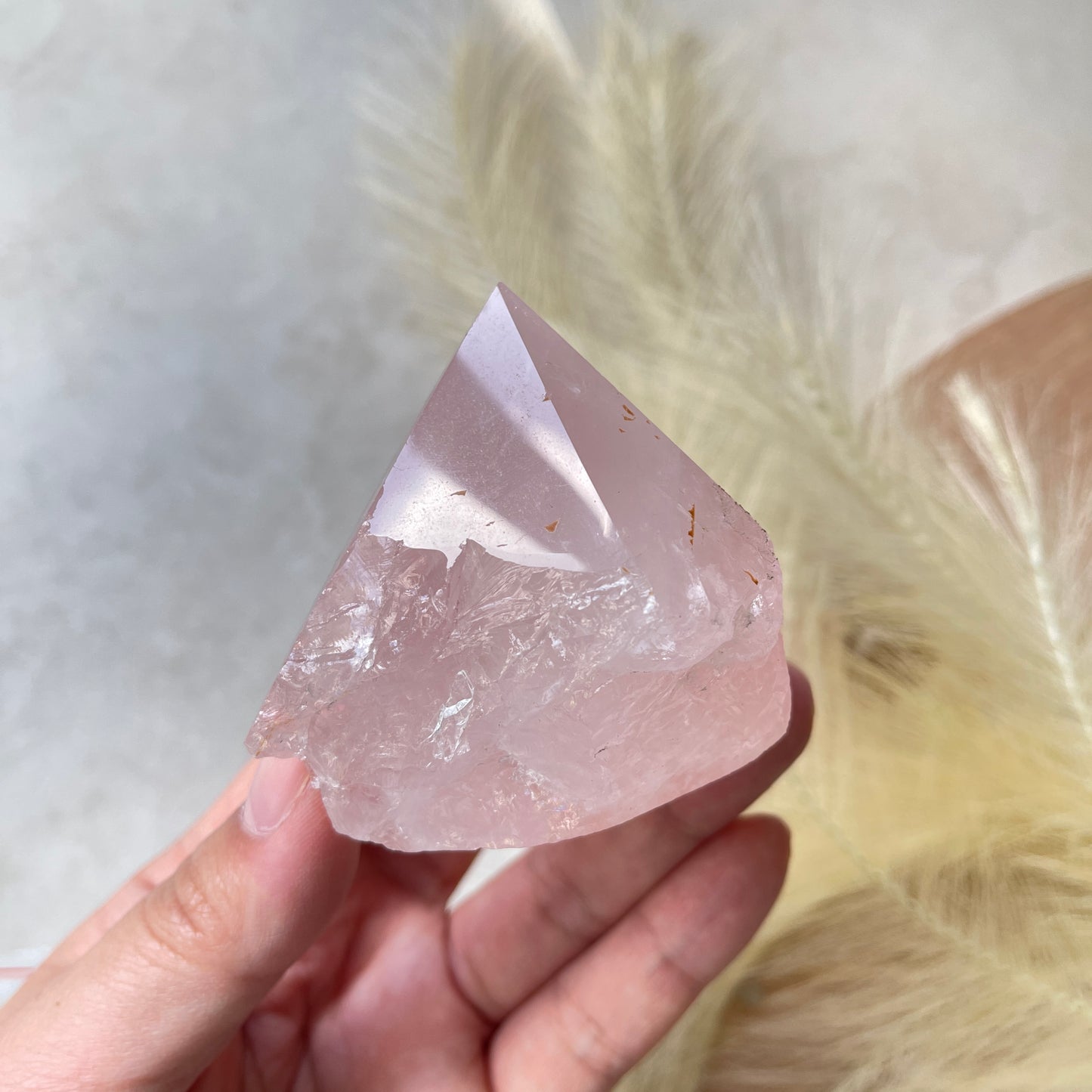 Rose Quartz Point Half Polished Half Rough