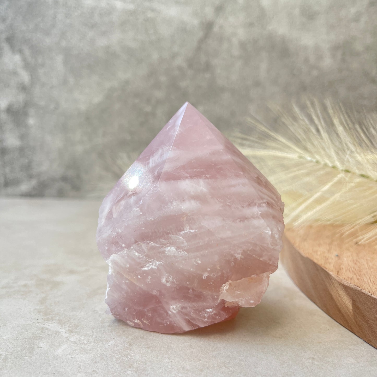 Rose Quartz Point Half Polished Half Rough