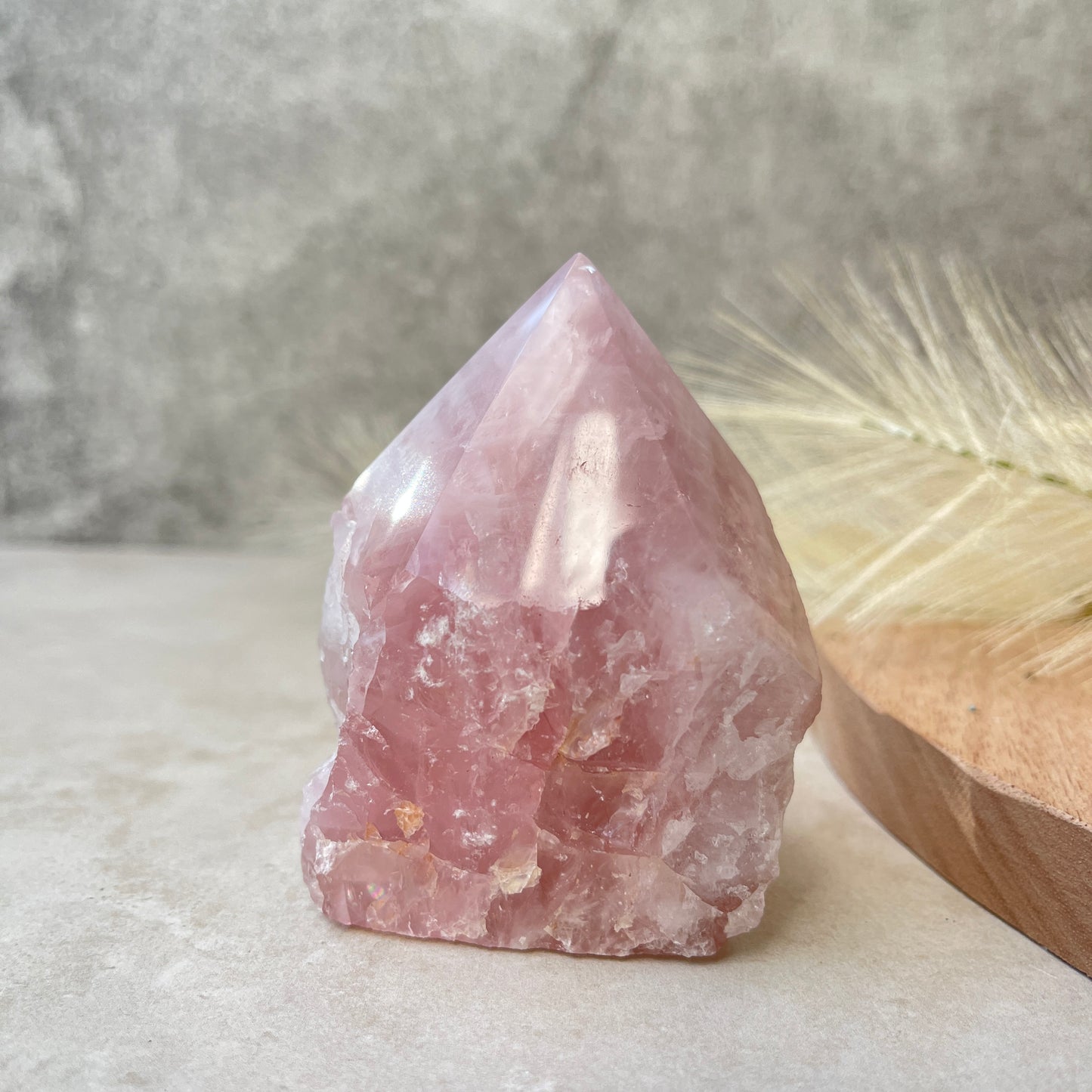 Rose Quartz Point Half Polished Half Rough