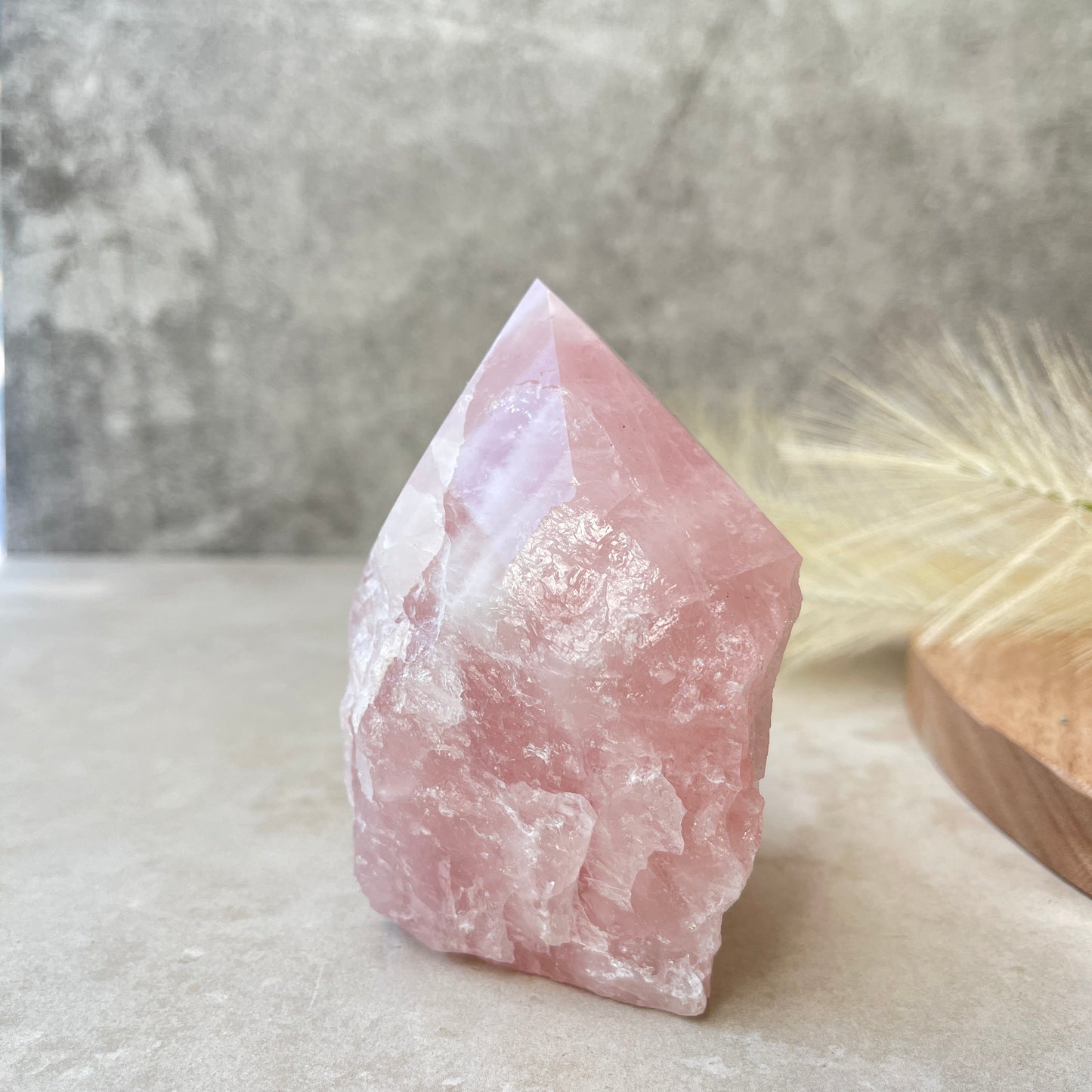 Rose Quartz Point Half Polished Half Rough