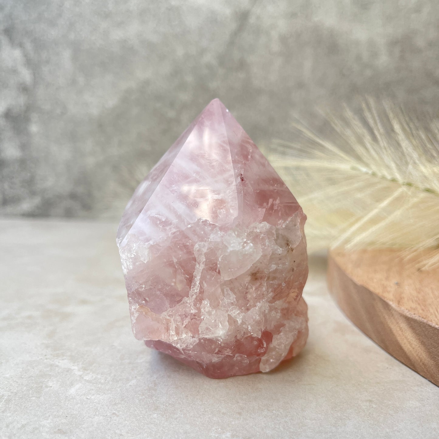 Rose Quartz Point Half Polished Half Rough