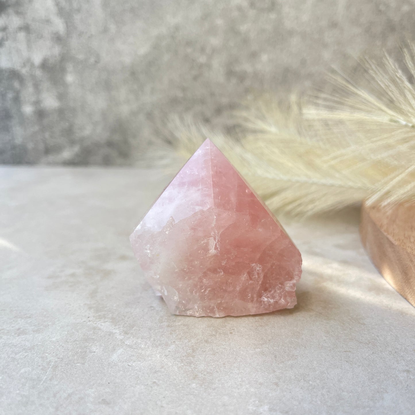 Rose Quartz Point Half Polished Half Rough