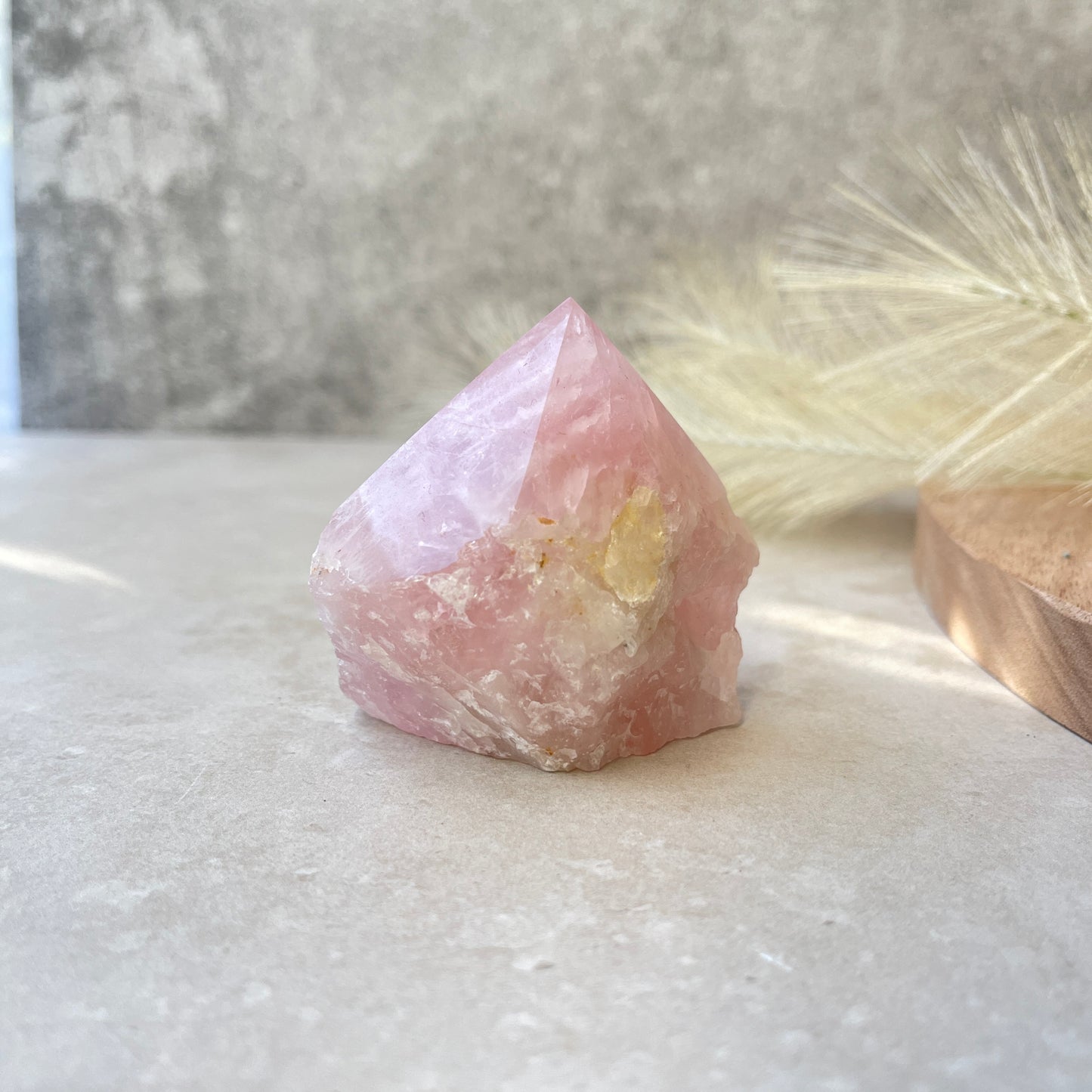 Rose Quartz Point Half Polished Half Rough