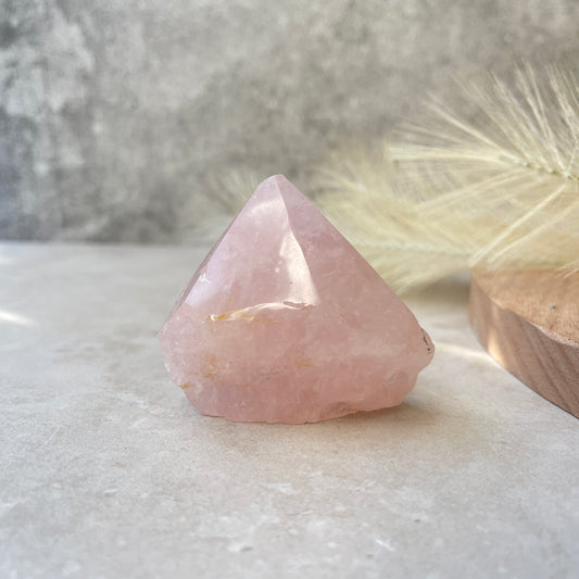 Rose Quartz Point Half Polished Half Rough