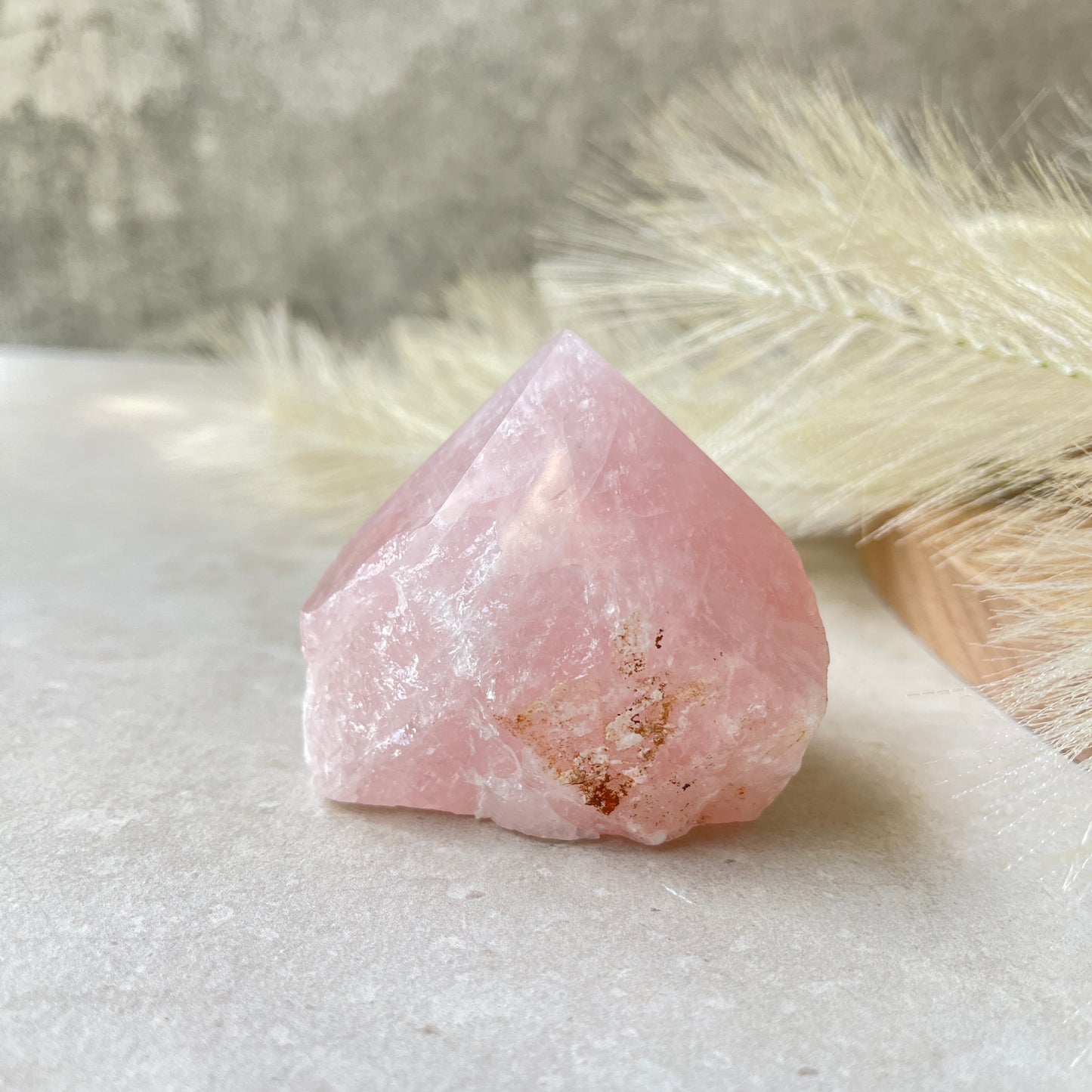 Rose Quartz Point Half Polished Half Rough