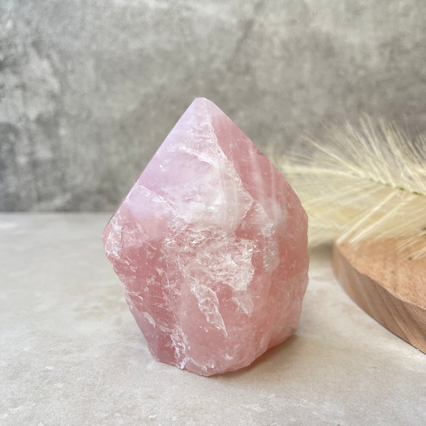 Rose Quartz Point Half Polished Half Rough