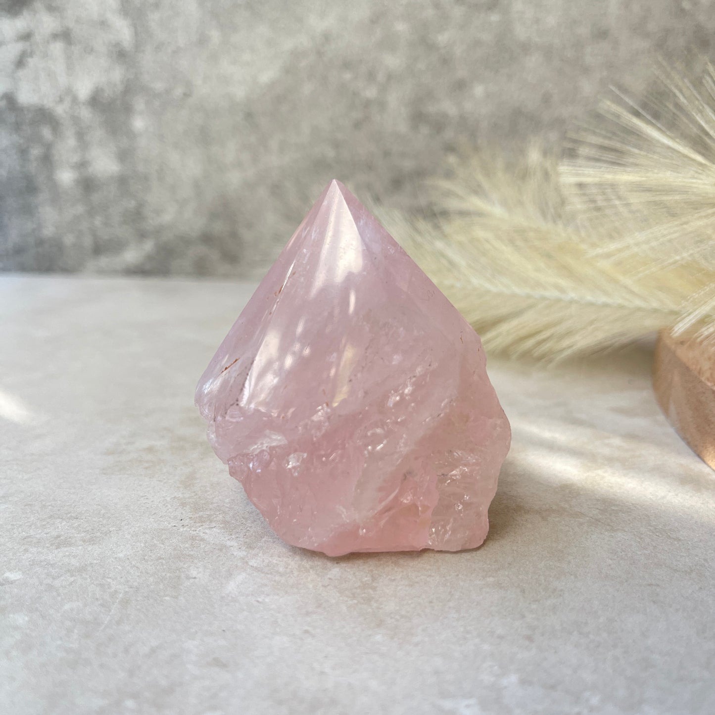 Rose Quartz Point Half Polished Half Rough