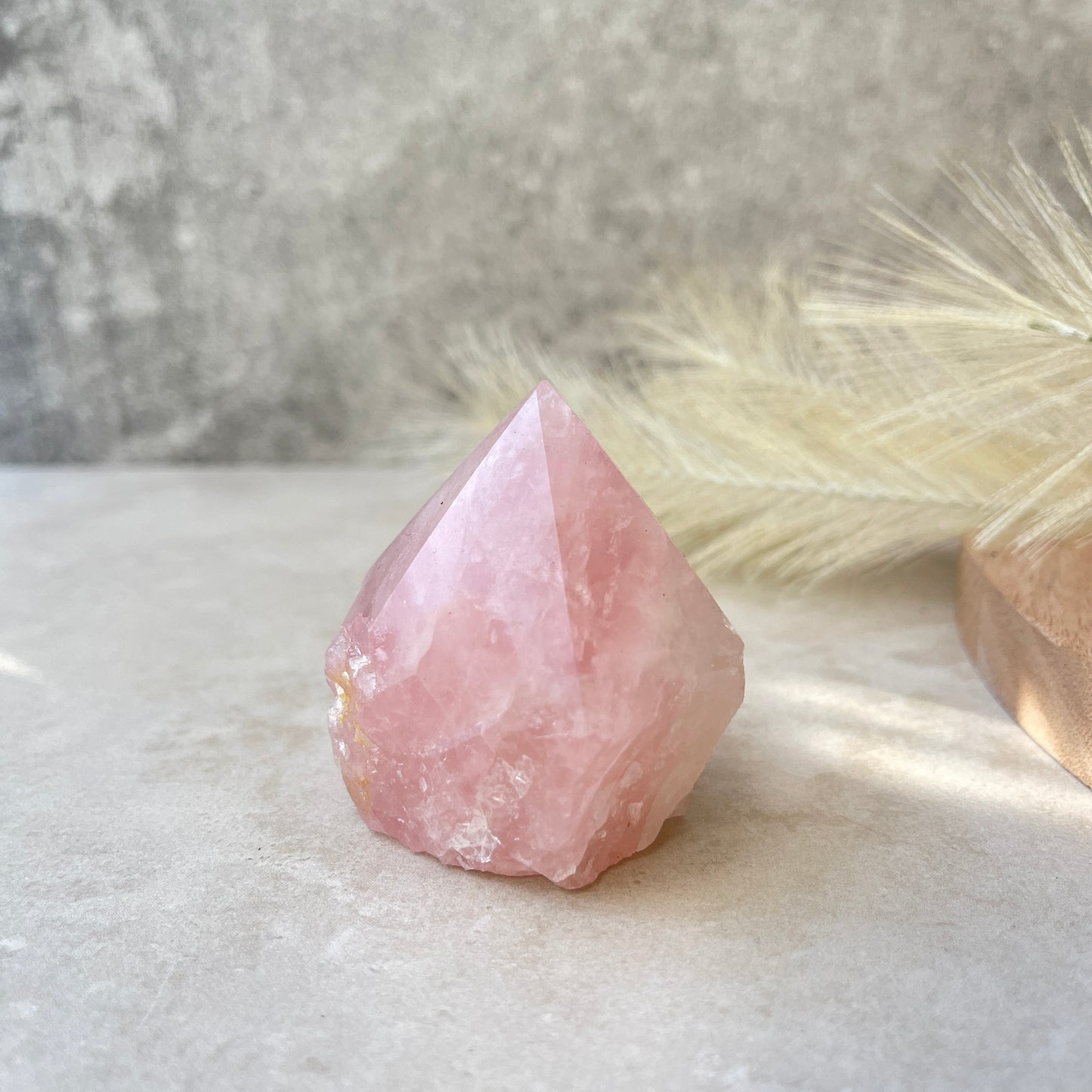 Rose Quartz Point Half Polished Half Rough