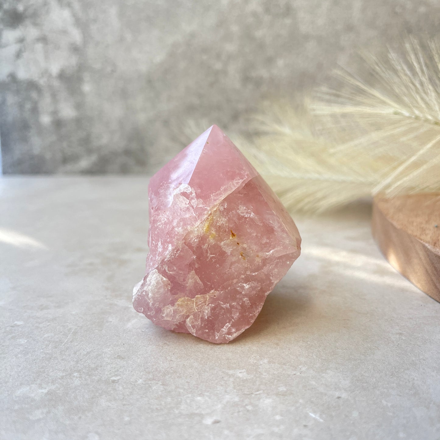 Rose Quartz Point Half Polished Half Rough