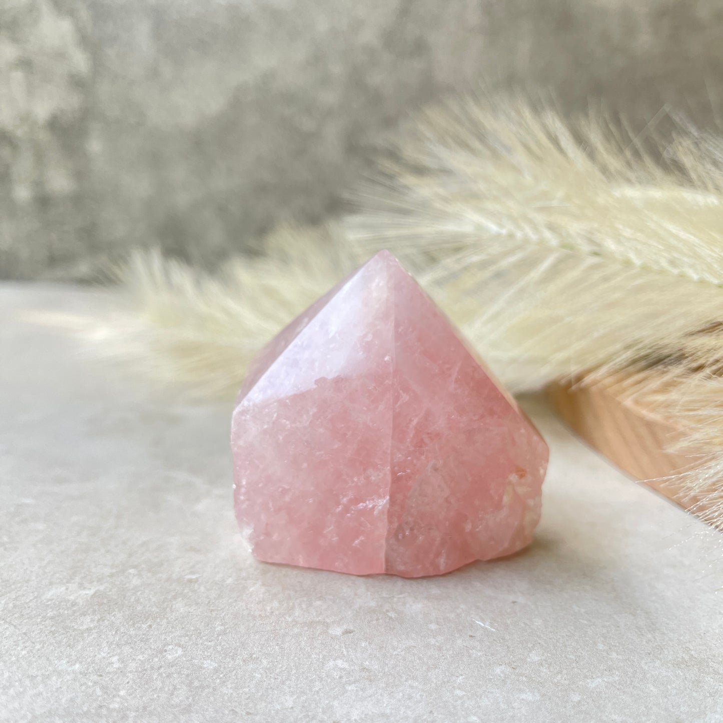 Rose Quartz Point Half Polished Half Rough