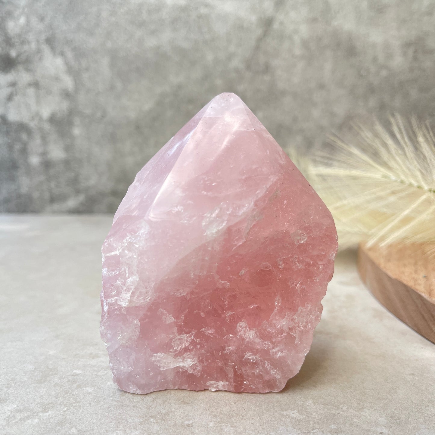 Rose Quartz Point Half Polished Half Rough