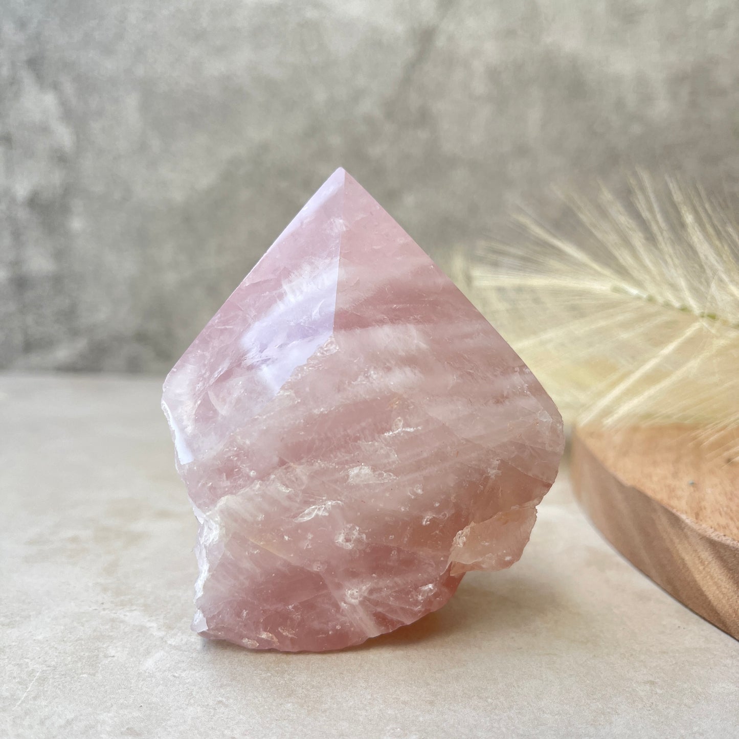 Rose Quartz Point Half Polished Half Rough