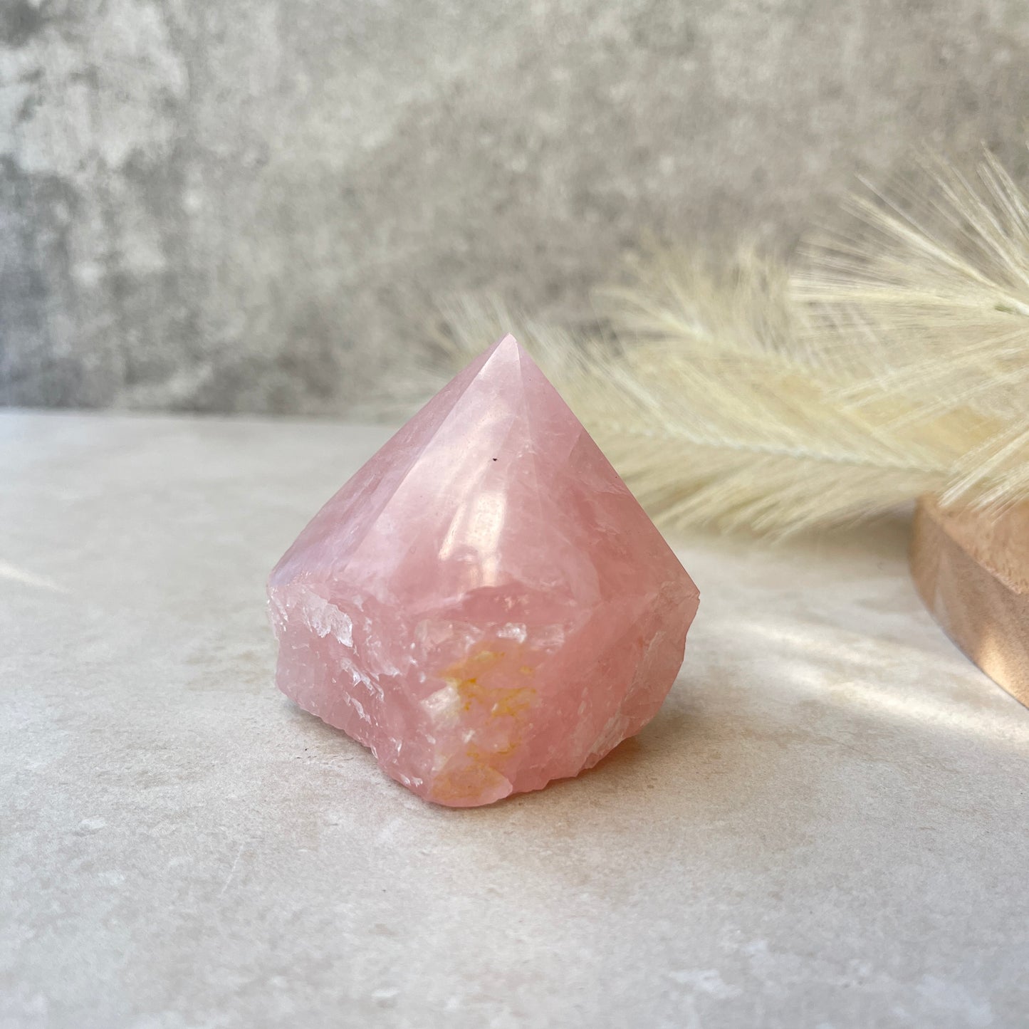 Rose Quartz Point Half Polished Half Rough