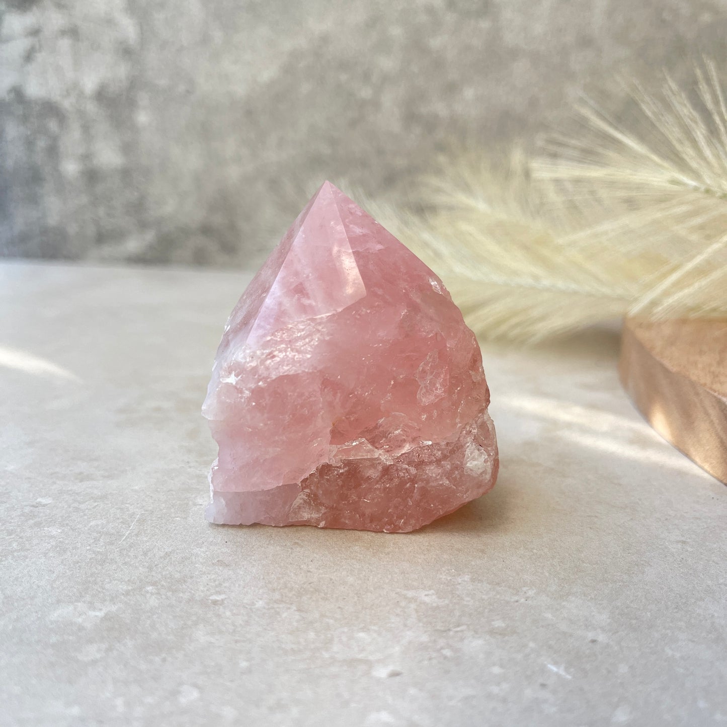 Rose Quartz Point Half Polished Half Rough