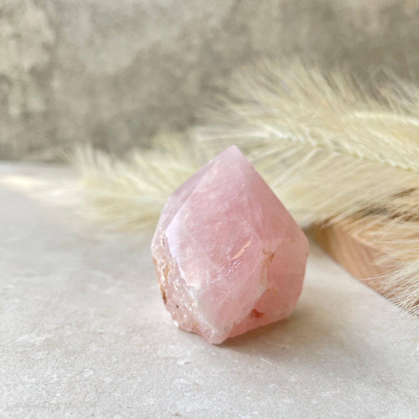 Rose Quartz Point Half Polished Half Rough