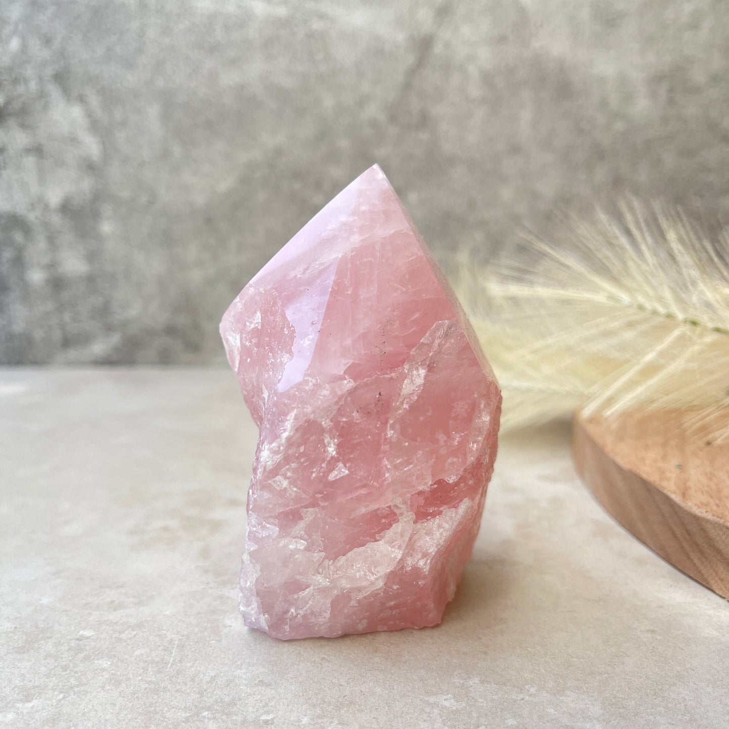 Rose Quartz Point Half Polished Half Rough