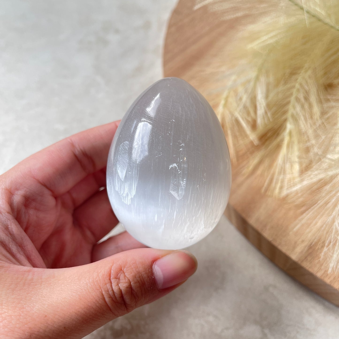 Selenite Egg Carving