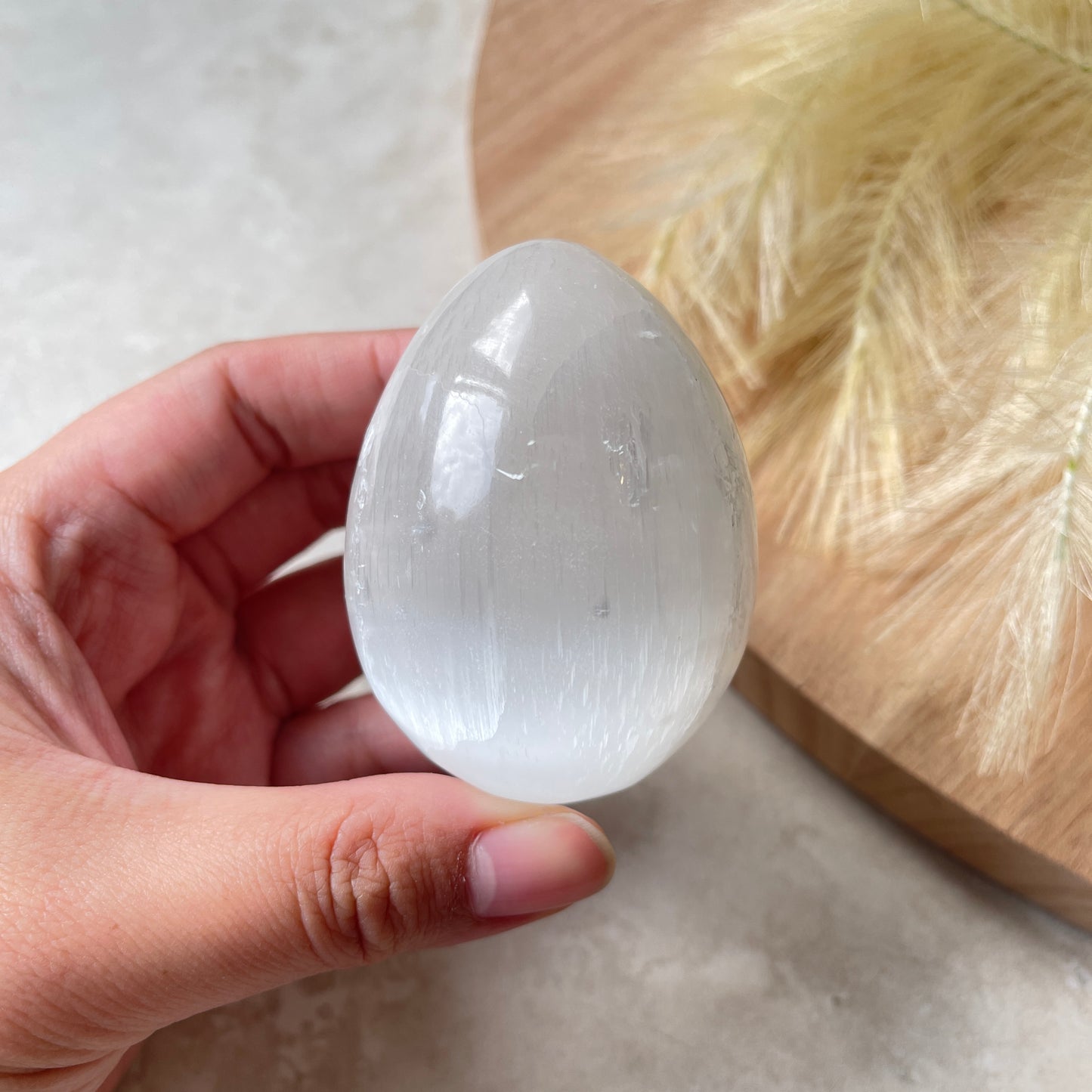 Selenite Egg Carving