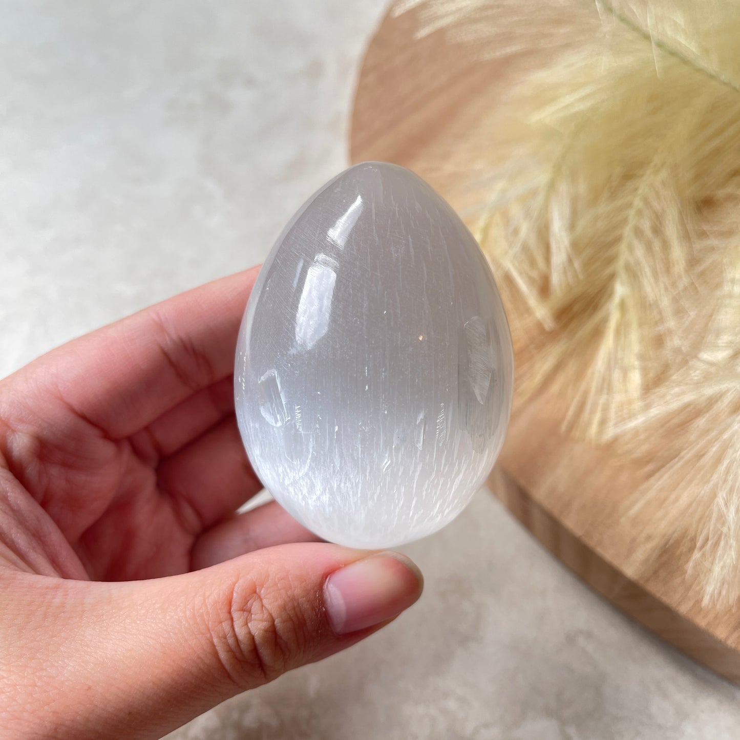 Selenite Egg Carving