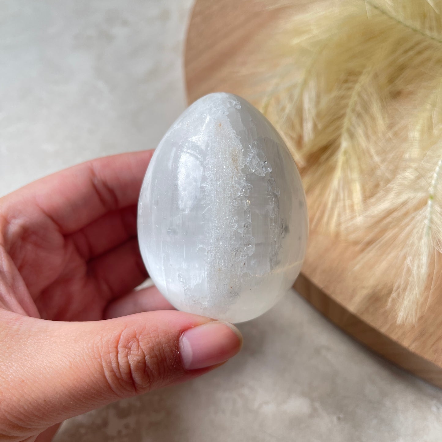 Selenite Egg Carving