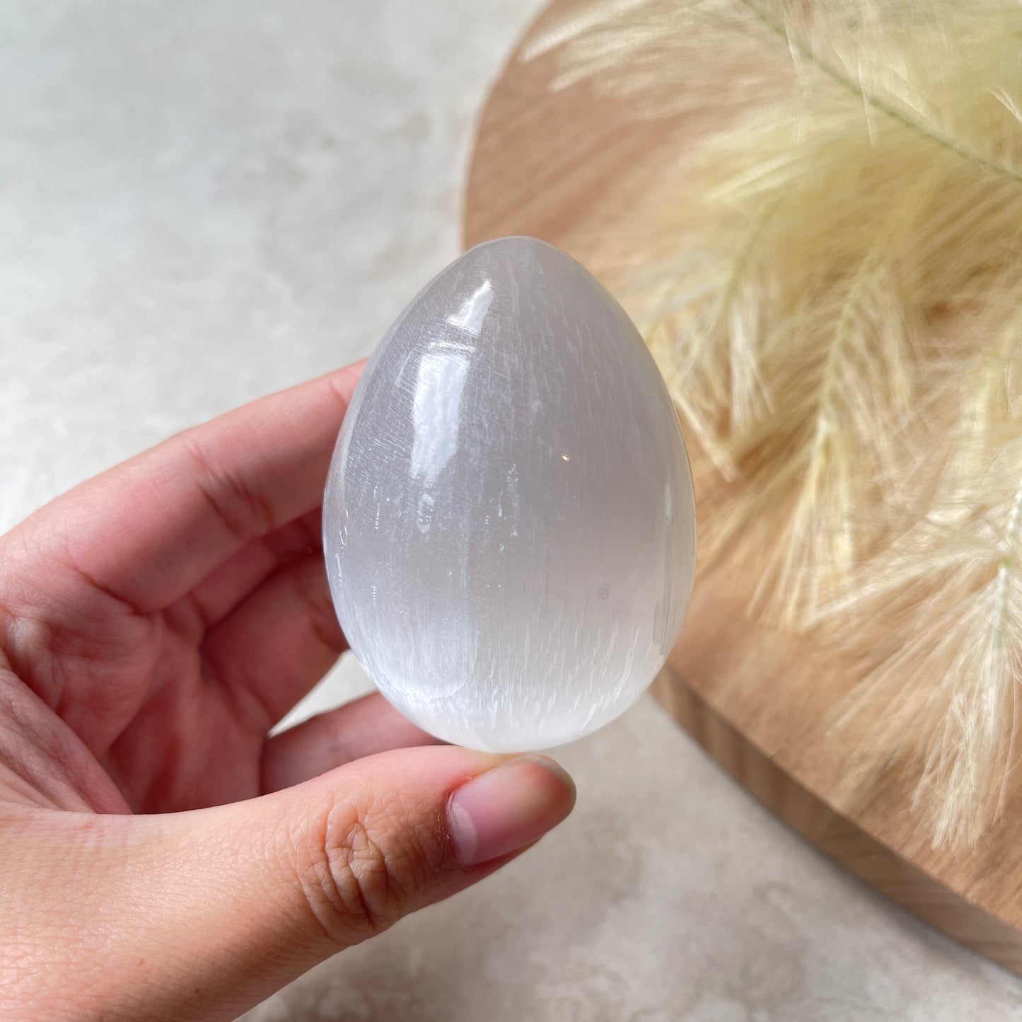 Selenite Egg Carving